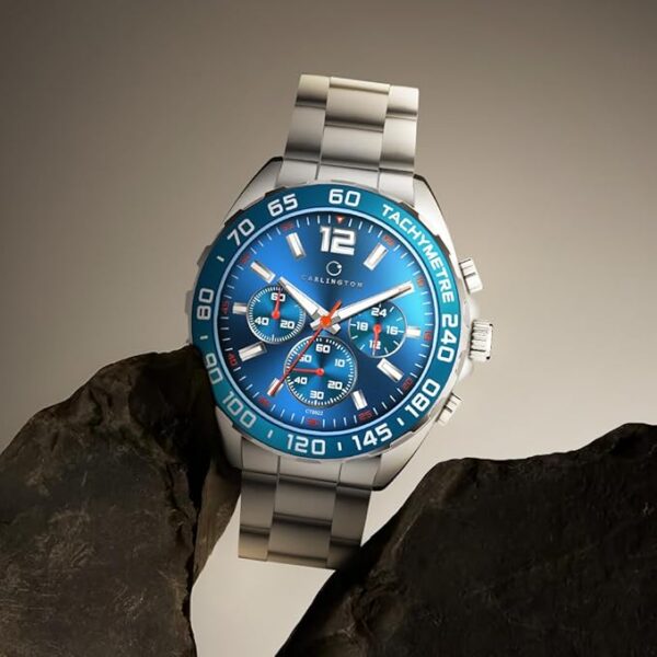 Carlington Legacy Series Analog Wrist Watches with Chronograph & Stainless Steel Chain Strap for Men - CT 9922 - Image 7