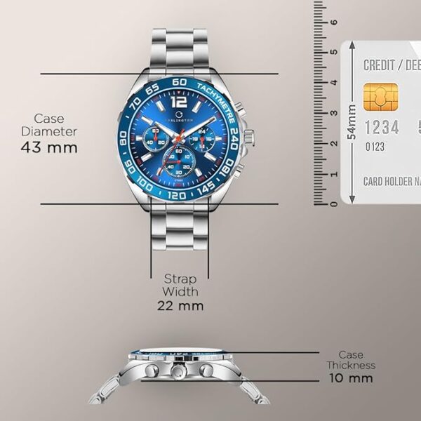 Carlington Legacy Series Analog Wrist Watches with Chronograph & Stainless Steel Chain Strap for Men - CT 9922 - Image 4