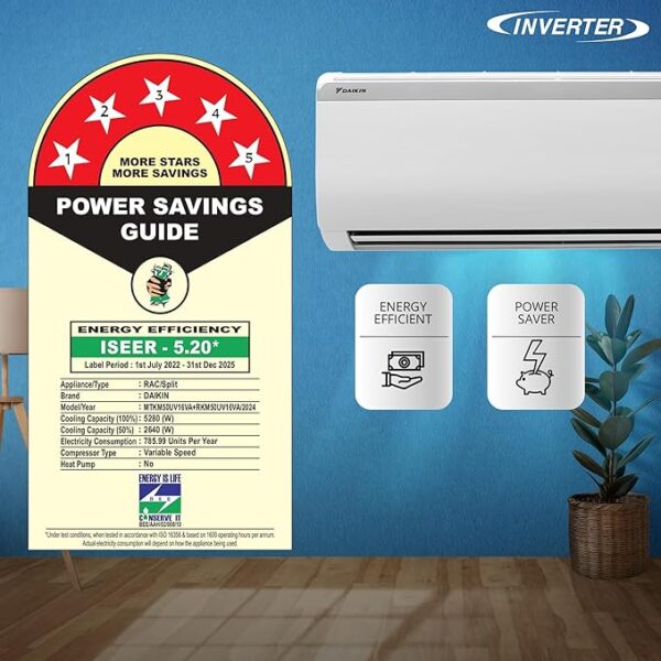 Daikin 1.5 Ton 5 Star Inverter Split AC (Copper, PM 2.5 Filter, MTKM50U, White) - Image 3